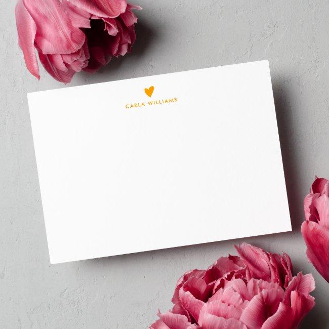 ORANGE Doodle Heart Formal Classic Family Note Card