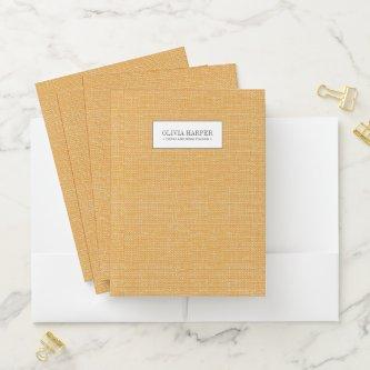 Orange Elegant Linen Look Monogram   Pocket Folder