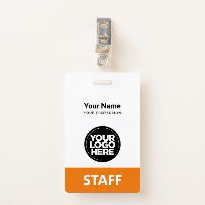 Orange Employee Name Business Logo Staff Tag Badge
