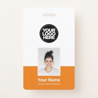 Orange Employee - Photo, BarCode, Large Logo, Name Badge