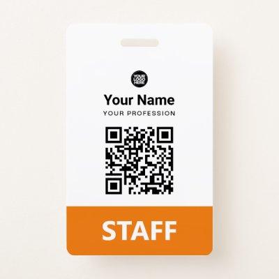 Orange Employee Qr Code, Bar Code, Logo, Name Badge