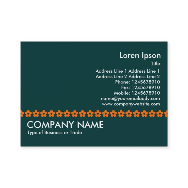 Orange Flower Line - Dark Jade Green