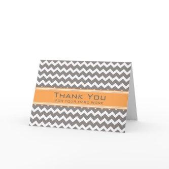 Orange Gray Chevron Employee Anniversary Card