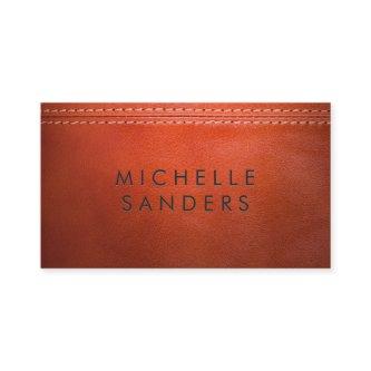 Orange Leather Texture | Double Stitched