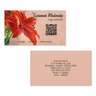 Orange Lily Photo Custom QR Code Yoga Instructor