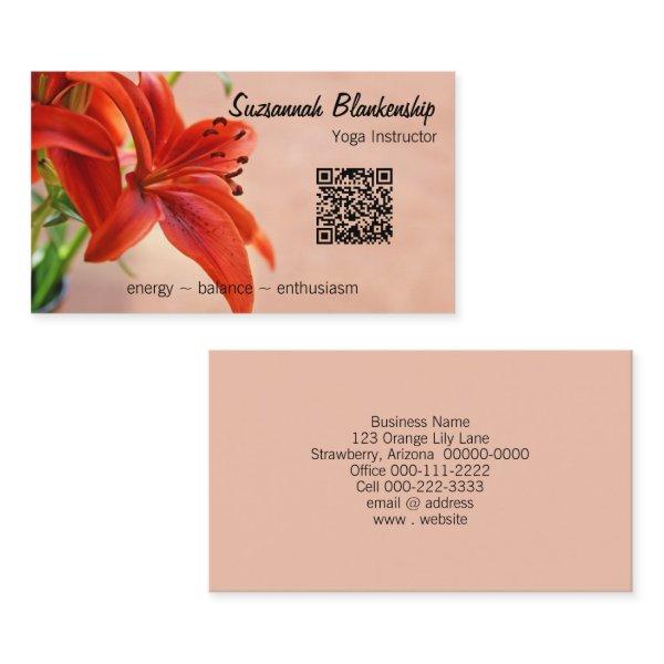 Orange Lily Photo Custom QR Code Yoga Instructor