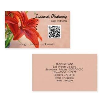 Orange Lily Photo Custom QR Code Yoga Instructor