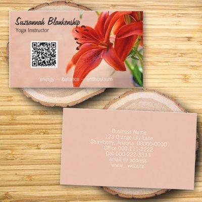 Orange Lily Photo Custom QR Code Yoga Instructor