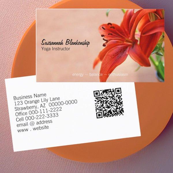 Orange Lily Photo Yoga Instructor QR Code Custom