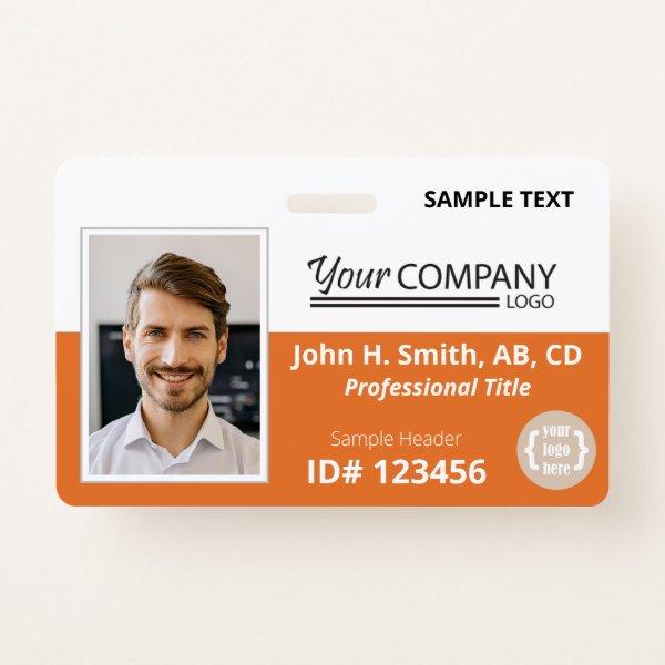 Orange Logo Entry Employee Photo ID Badge