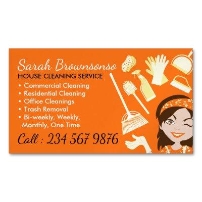 Orange Maid Cleaning Service Janitorial Lady  Magnet