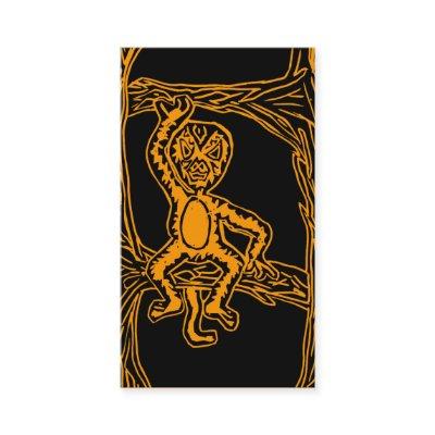 orange monkey woodprint