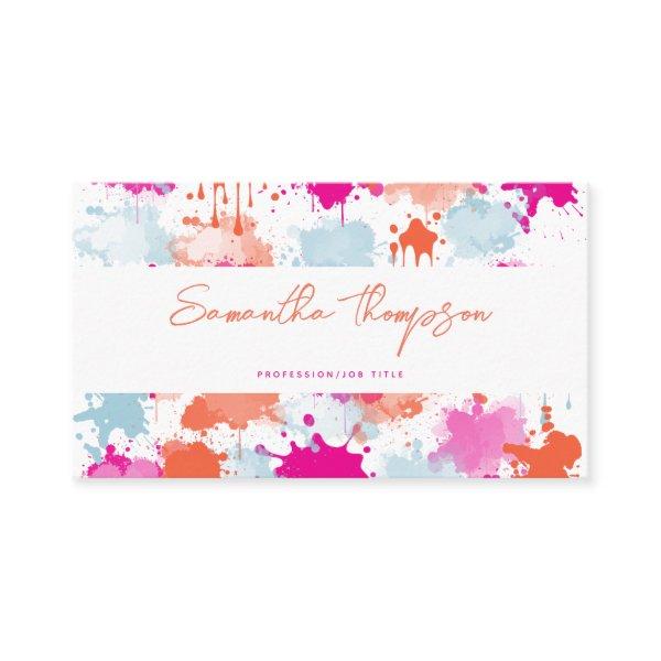 Orange Pink Blue Abstract Modern Paint Splashes