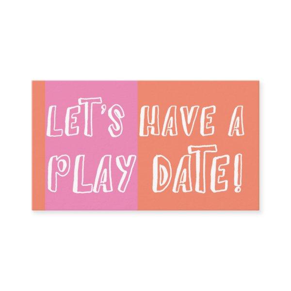 Orange & Pink Color Block Playful Play Date Calling Card