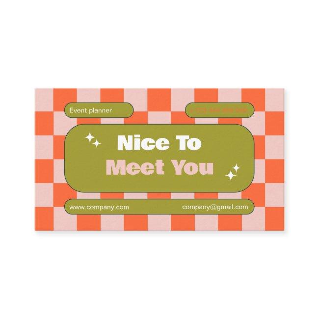 Orange Pink Green Retro Checkerboard Boho