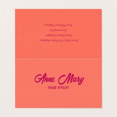 Orange Pink Modern Bold Script Salon Hair Stylist