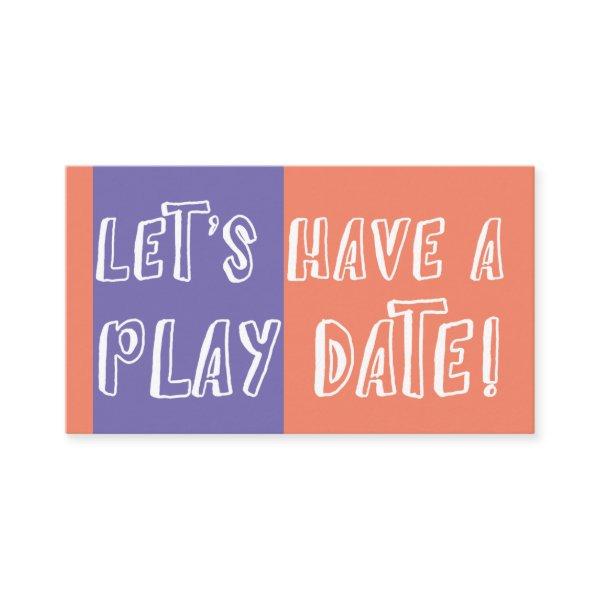 Orange & Purple Color Block Playful Play Date Calling Card