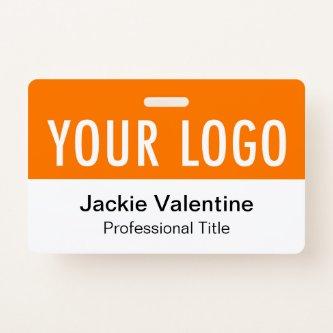 Orange PVC Name Badge Horizontal Logo Work ID Tag