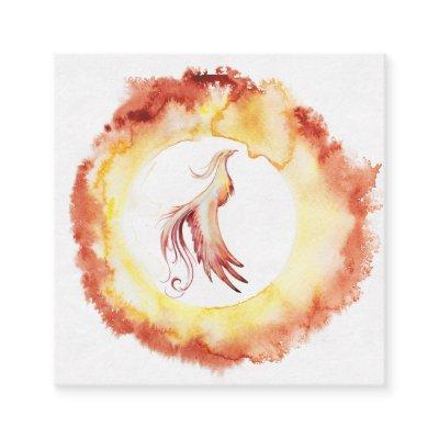 *~* Orange Red Flame Phoenix Rings of Fire White Square