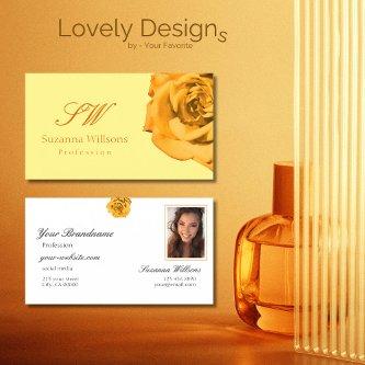Orange Rose on Plain Peach White Initials Photo