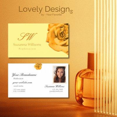 Orange Rose on Plain Peach White Initials Photo