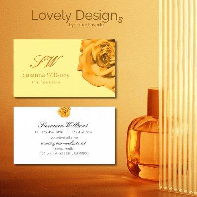 Orange Rose on Plain Peach White with Initials