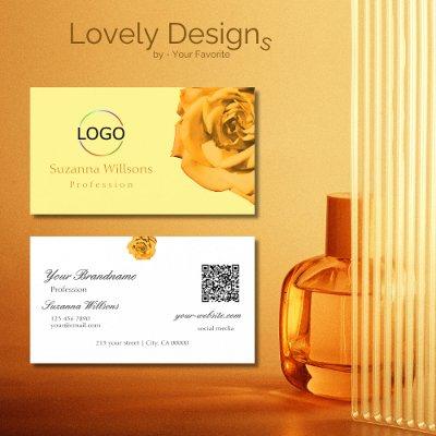Orange Rose on Plain Peach White with Logo QR Code