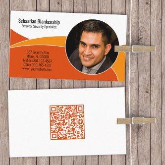 Orange Security Professional Custom Photo QR Code