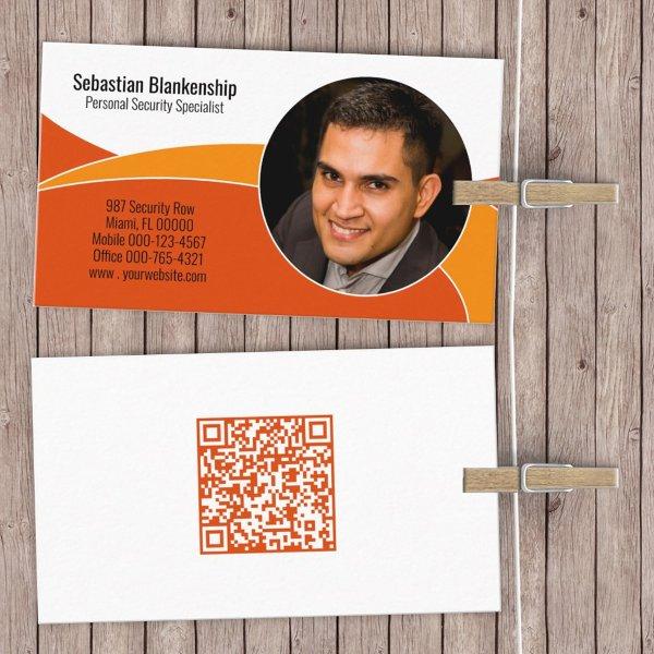 Orange Security Professional Custom Photo QR Code
