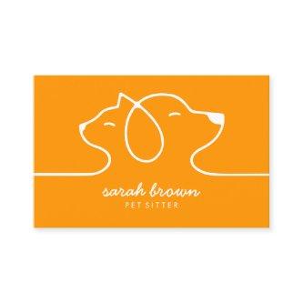 Orange Simple Line Logo Cat Dog Pet