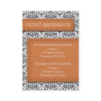 Orange Stitched Damask Wedding Guest Reference