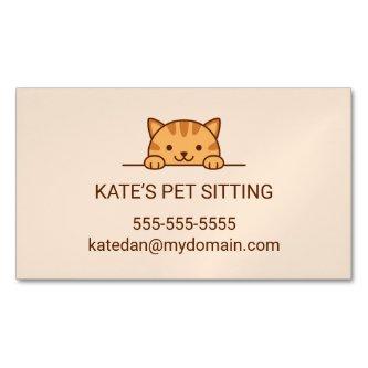 Orange Tabby Cat Peeking Pet Sitting Service  Magnet