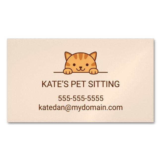 Orange Tabby Cat Peeking Pet Sitting Service  Magnet
