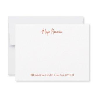 ORANGE TERRACOTTA  SIGNATURE MONOGRAM NAME NOTE CARD