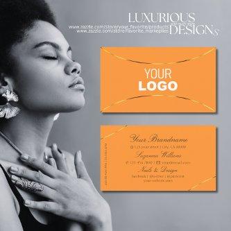Orange with Gold Decor Borders and Logo Stylish