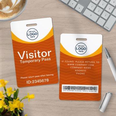 Orange Yellow Corporate Visitor Pass ID Barcode Badge