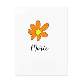 Orange yellow Daisy abstract add name text female Postcard