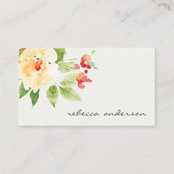 ORANGE YELLOW RED ROSE WATERCOLOR FLORAL ADDRESS