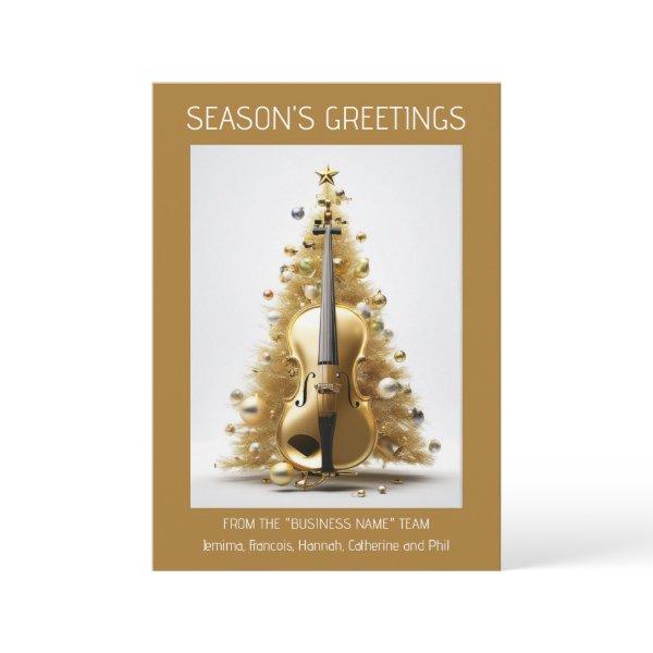Orchestra cello christmas tree gold elegant photo holiday card
