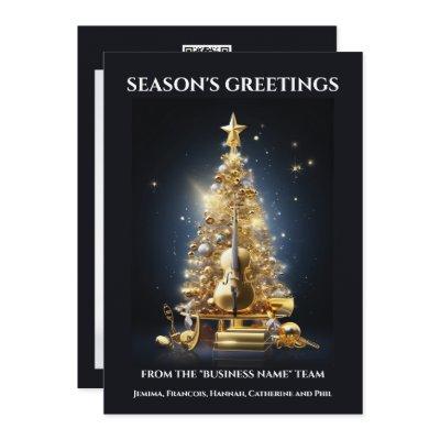 Orchestral instruments christmas violin cello  holiday card