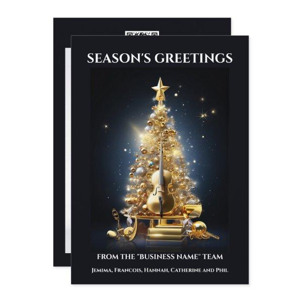 Orchestral instruments christmas violin cello  holiday card