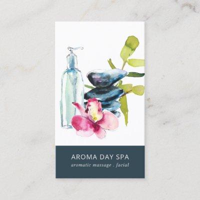 ORCHID STONE  NAVY WATERCOLOR SPA MASSAGE THERAPY