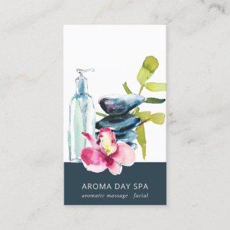 ORCHID STONE  NAVY WATERCOLOR SPA MASSAGE THERAPY