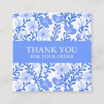 Order THANK YOU Cute Custom Blue Floral Flowers Square
