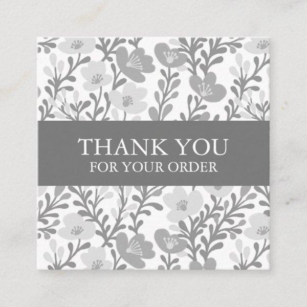 Order THANK YOU Cute Custom Grey Floral Flowers Square