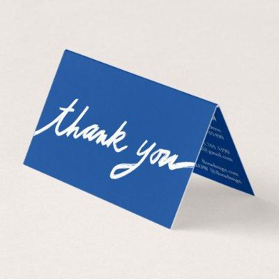 Order Thank You Script Blue Social Icons QR Folded
