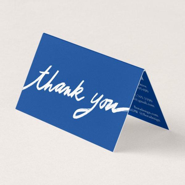 Order Thank You Script Blue Social Icons QR Folded