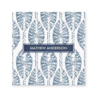 ORGANIC LEAF PATTERN INDIGO BLUE TIE DYE BATIK SQUARE