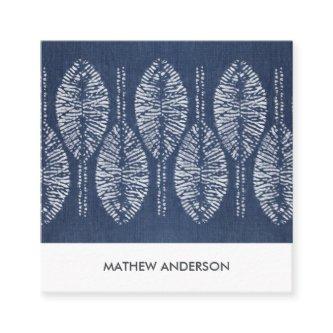 ORGANIC LEAF PATTERN INDIGO BLUE TIE DYE BATIK SQUARE