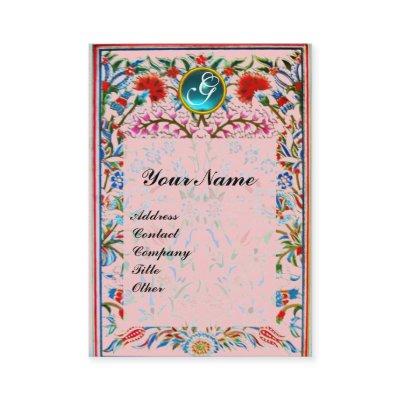 ORIENTAL  FLOWERS DAMASK MONOGRAM Blue Aquamarine